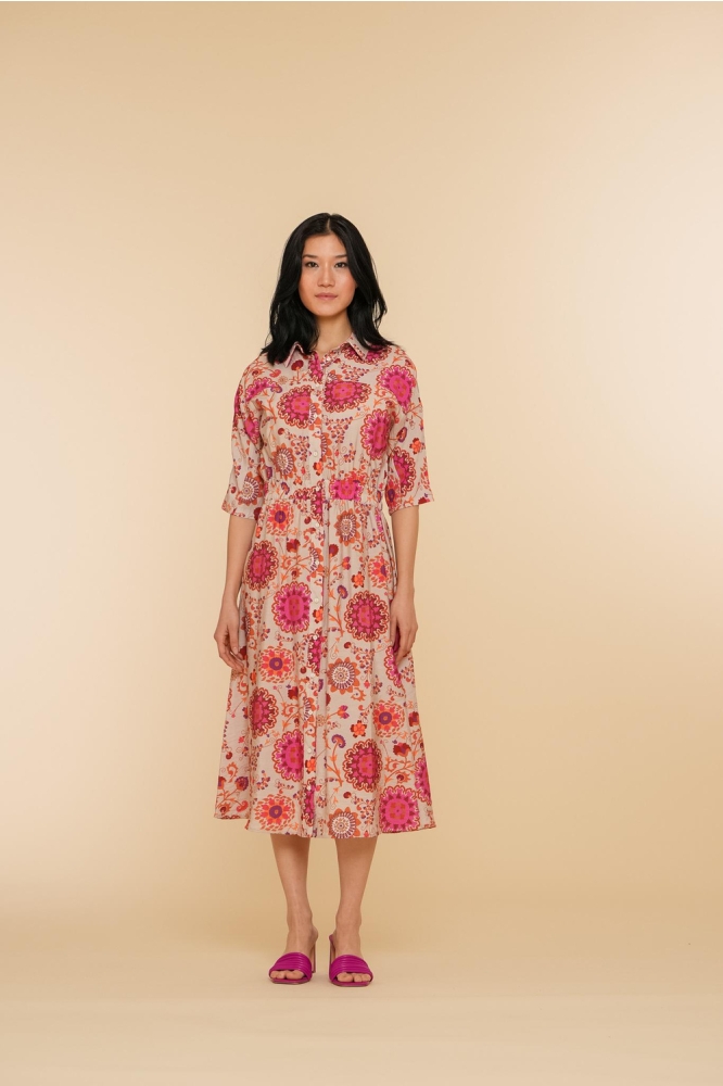 JURK MET BLOEMENPRINT 47224 20 720 sand/fuchsia/brown